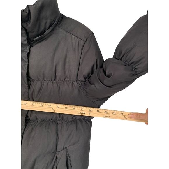 Gap Down Puffer Jacket Medium Black Zipper Snaps Pockets Womens - Picture 5 of 12